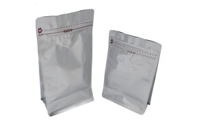 SILVER DOY-PACK ALUMINIOUM BAGS WITH VALV